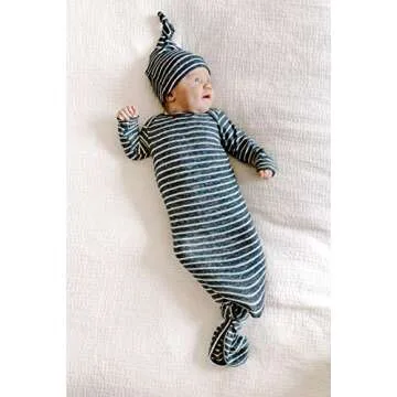 aden + anais Snuggle Knit Knotted Newborn Baby Gown & Hat, Navy