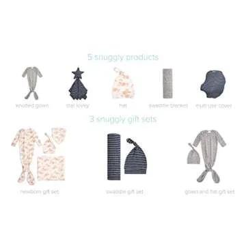 aden + anais Snuggle Knit Knotted Newborn Baby Gown & Hat, Navy