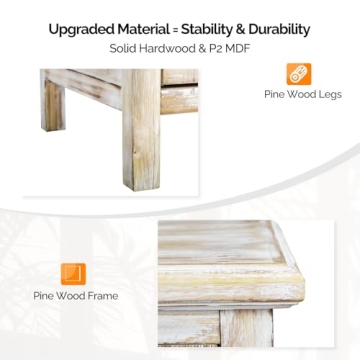 VINGLI Rustic Display Cabinet with Glass Doors and Storage