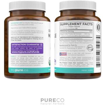 USDA Organic Milk Thistle Capsules - 80% Silymarin Supplement for Liver Support- Super Concentrated 300mg of 30:1 Milk Thistle Extract Equivalent to 9,000mg - Milk Thistle Liver Detox 60 Day Supply