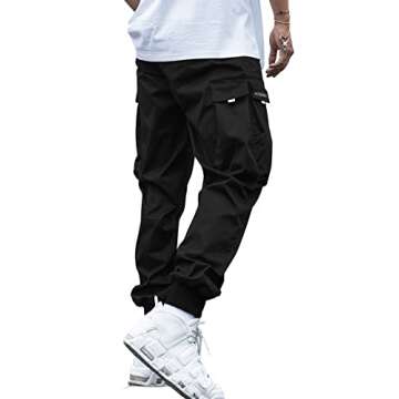 OYOANGLE Men's Casual Drawstring Elastic Waist Flap Pocket Letter Graphic Street Jogger Cargo Pants ...