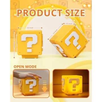 NESIMY Super Bros Toys Illusion Night Light for Kids with Game Sound Effects NightLight Decor Merchandise As Gifts for Kids and Fans