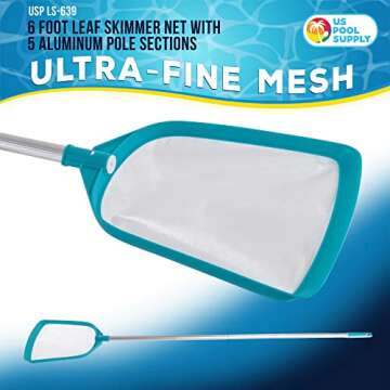 U.S. Pool Supply Professional Swimming Pool Leaf Skimmer Net - 6 Foot Lightweight, Ultra Fine Mesh f...