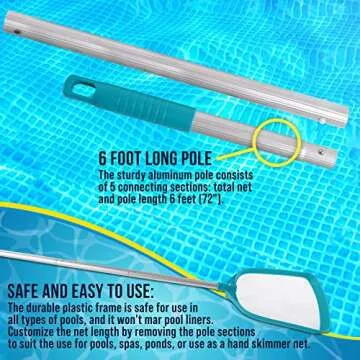 Professional 6 Foot Leaf Skimmer Net for Pool Cleaning