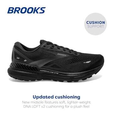 Brooks Men’s Adrenaline GTS 23 Supportive Running Shoe - Black/Black/Ebony - 11 Medium