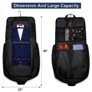 Garment Bag Travel Suit Bag for Men Large 40-Inch Carry on Garment Bag Up to 3 Suits for Business Tr...