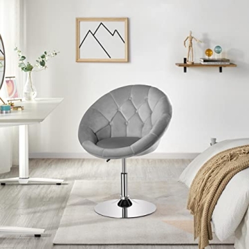 Yaheetech Tufted Velvet Vanity Chair Adjustable Swivel