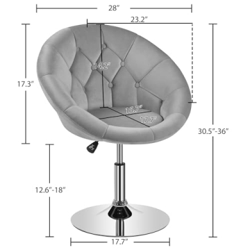 Yaheetech Tufted Velvet Vanity Chair Adjustable Swivel