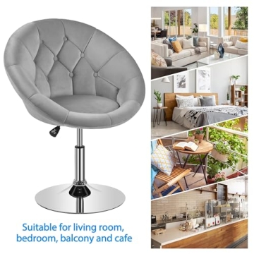 Yaheetech Tufted Velvet Vanity Chair Adjustable Swivel