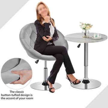 Yaheetech Tufted Velvet Vanity Chair Adjustable Swivel