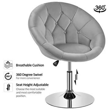 Yaheetech Tufted Velvet Vanity Chair Adjustable Swivel