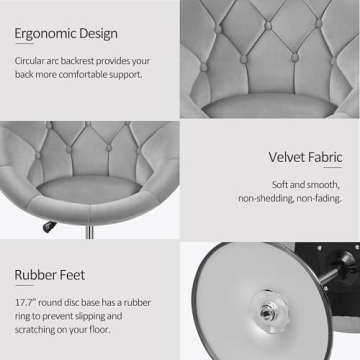 Yaheetech Tufted Velvet Vanity Chair Adjustable Swivel