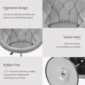 Yaheetech Tufted Velvet Vanity Chair Adjustable Swivel