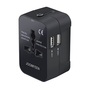 JOOMFEEN Universal Travel Adapter Dual USB Worldwide Charging