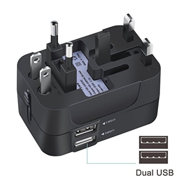JOOMFEEN Universal Travel Adapter Dual USB Worldwide Charging
