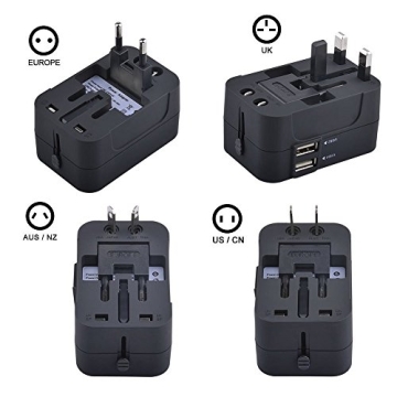 JOOMFEEN Universal Travel Adapter Dual USB Worldwide Charging