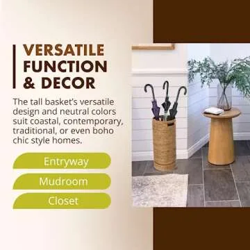 KOUBOO La Jolla Rattan Umbrella Stand, Handmade, Honey Brown, Umbrella Holder, Sturdy, Walking Sticks, Canes, Entryway, Mudroom, Office, Dip Tray, Home Decor