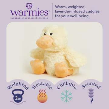 warmies Microwavable & Weighted Stuffed Animals, Duck - Heated Stuffed Animal Plushie for Warmth & C...