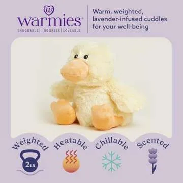warmies Microwavable & Weighted Stuffed Animals, Duck - Heated Stuffed Animal Plushie for Warmth & C...