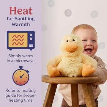 warmies Microwavable & Weighted Stuffed Animals, Duck - Heated Stuffed Animal Plushie for Warmth & Comfort - Cute Soft Plush Toys for Adults & Children (Boys, Girls, Babies & Toddlers)