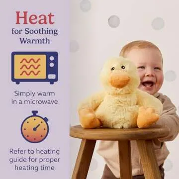 warmies Microwavable & Weighted Stuffed Animals, Duck - Heated Stuffed Animal Plushie for Warmth & Comfort - Cute Soft Plush Toys for Adults & Children (Boys, Girls, Babies & Toddlers)
