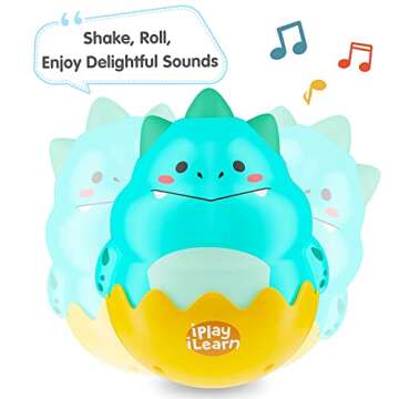 iPlay, iLearn Baby Dinosaur Wobble Toys, Infant Dino Roly-Poly 3-6-12 Month, Babies Tummy Time Fun, ...