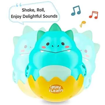 iPlay, iLearn Baby Dinosaur Wobble Toys, Infant Dino Roly-Poly 3-6-12 Month, Babies Tummy Time Fun, ...