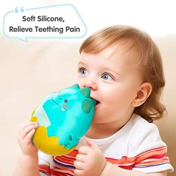 iPlay, iLearn Baby Dinosaur Wobble Toys, Infant Dino Roly-Poly 3-6-12 Month, Babies Tummy Time Fun, Sensory Development, Newborn Gift First Birthday Present 4 5 7 8 9 10 Month 1 Year Toddler Boy Girl