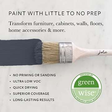 Jolie Chalk Finish Paint in Classic Navy - Eco-Friendly, Easy Application, Non-Toxic