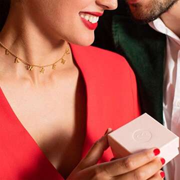 MYKA - Personalized Dangle Name Choker for Woman, Her - Custom Initial Alphabet Charm Necklace with ...