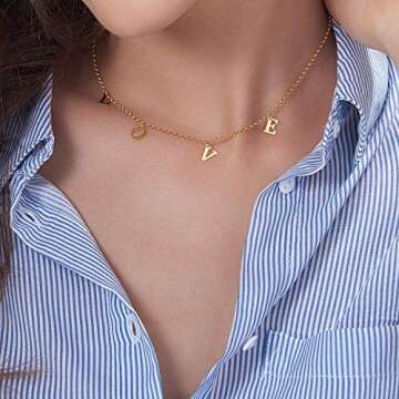 MYKA - Personalized Dangle Name Choker for Woman, Her - Custom Initial Alphabet Charm Necklace with Hanging Letters - Jewelry Gift for Mother's Day, Birthday, Valentine's Day