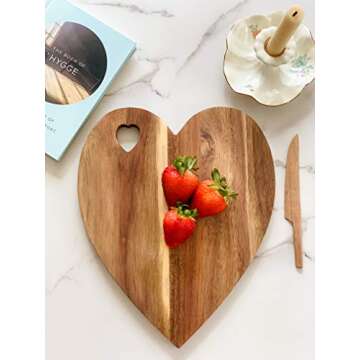 Premium Acacia wood Charcuterie Board, 100% Handmade, Cheese Platter, Cheese Tray, Wood Cutting Board, Attractive Heart Design by Kozy Kitchen