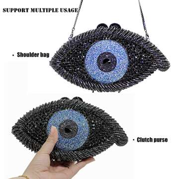 Chaliwini Black Evil Eye Clutch for Women Evening Bags