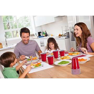 Red Cups - Party Cups - Disposable Plastic Cups [16 oz - 100 Pack] Fun & Durable Party Cups for Drinking & Playing - Bulk Case of 100 Cups, By Stack Man