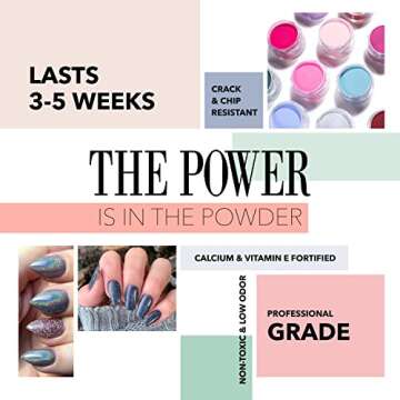 Revel Nail Dip Powder - Chrome Glitter Dip Powder for Nails, Chip Resistant Dip Nail Powder with Vitamin E and Calcium, DIY Manicure, 8-Pack