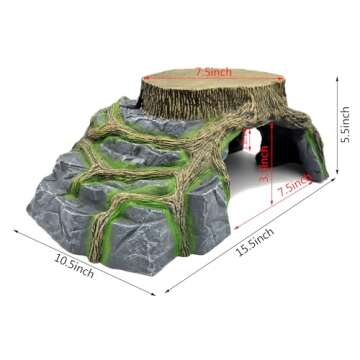 JIHAQUA Extra X Large Resin Reptile Tank Hideouts Cave Habitat Decor for Leopard Gecko Tank Accessor...