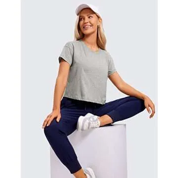 CRZ YOGA Women's Pima Cotton Athletic Crop Top