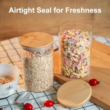 Stylish Glass Food Storage Jars Set of 8 with Bamboo Lids