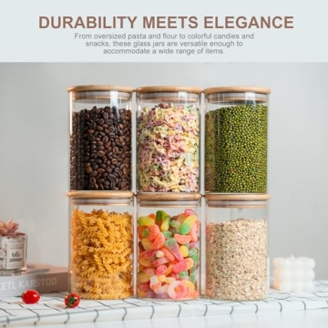 Stylish Glass Food Storage Jars Set of 8 with Bamboo Lids