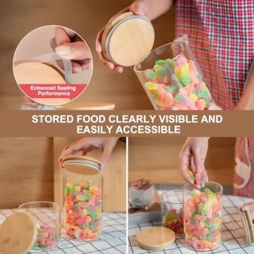 Stylish Glass Food Storage Jars Set of 8 with Bamboo Lids