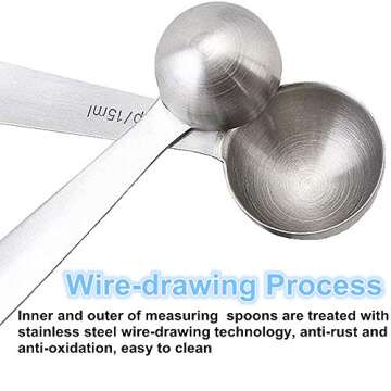 Stainless Steel Measuring Spoons, Measuring Spoon Set of 6 Pieces for Measuring Dry and Liquid Ingredients, Baking Cooking Spoons Set