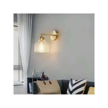 Uplantin Modern Gold Wall Sconce Fixture,Modern Vanity Lights with Clear Glass Shade for Mirror, Kitchen, Living Room, Gallery, Hallway, E26 Base, Golden (Bulbs Not Included) (GOLD-1PC)