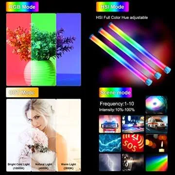 24.3" Large Handheld Light Wand, 2600 lumens RGB LED Video Light 360° Full Colors, RGB Tube Light for Photography Light Stick, CRI 98+, 2800K-10000K /Rechargeable Battery/LCD Display