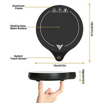 welltop Coffee Mug Warmer, Electric Beverage Warmer with Five Temperature Settings (Up to 212℉/100℃), Coffee Warmer Plate for Cocoa Tea Water Milk with Auto Shut Off, Office/Home Use, Blackk (No Mug)