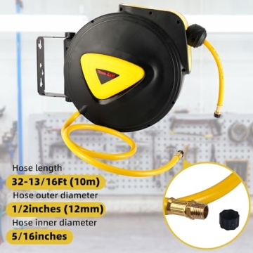8MILELAKE Auto Rewind Air Hose Reel Wall Mount 33ft