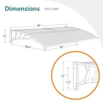 Mcombo 40"X80" Polycarbonate Window Awning for Patios