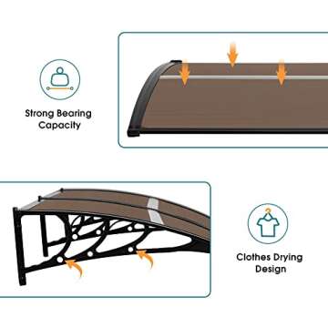 Mcombo 40"X80" Polycarbonate Window Awning for Patios