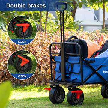 BEAU JARDIN Collapsible Foldable Push Pull Folding Beach Wagon for All Occasions