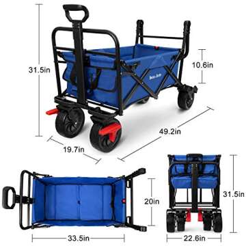 BEAU JARDIN Foldable Beach Wagon with 350lbs Capacity