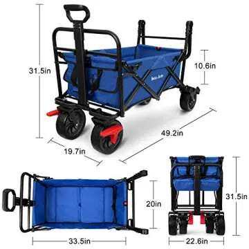 BEAU JARDIN Foldable Beach Wagon with 350lbs Capacity